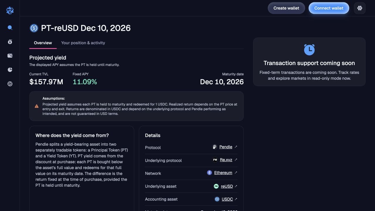 Fixed-term market detail page
