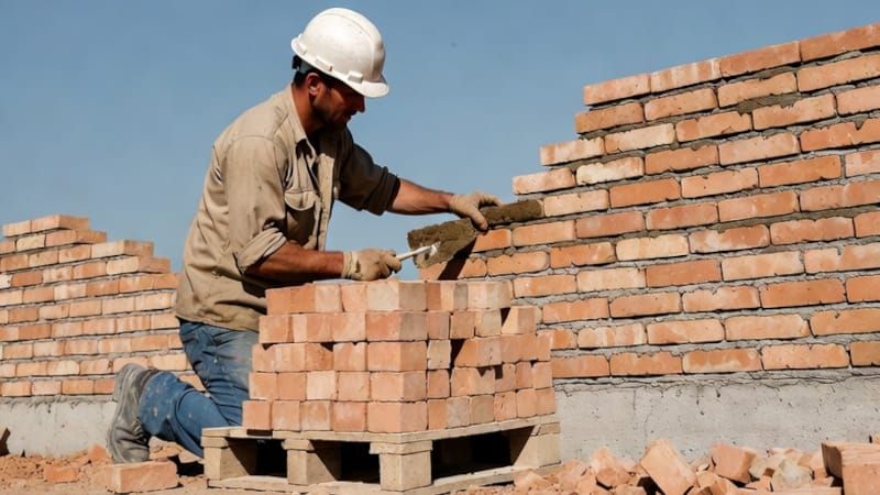 A bricklayer building a wall