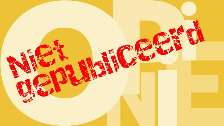 De banner van de opiniepagina van Trouw, met er bovenop "niet gepubliceerd"