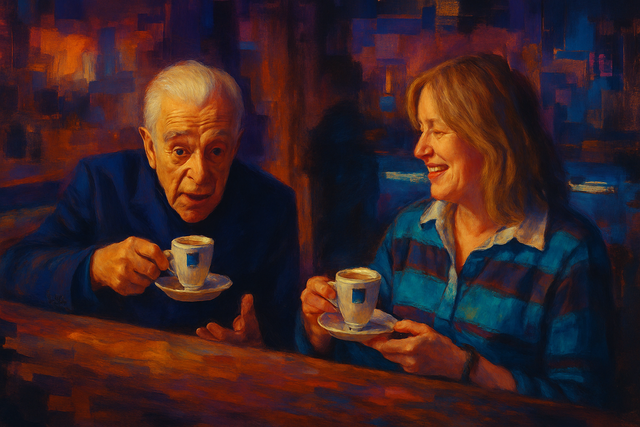 Scorsese, With Espresso and Daughter, Walks the Old Neighborhood for Lavazza
