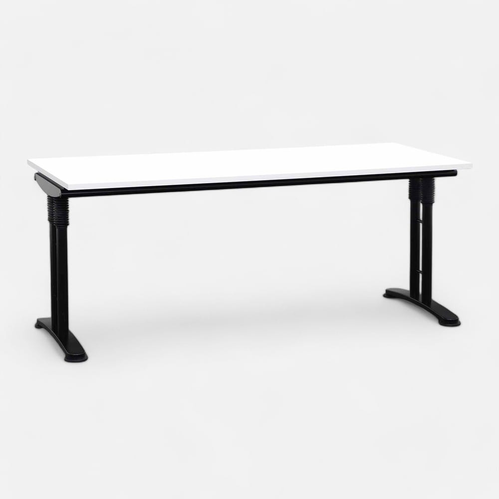 Ergodata System Desk mit weisser Platte und schwarzem Gestell