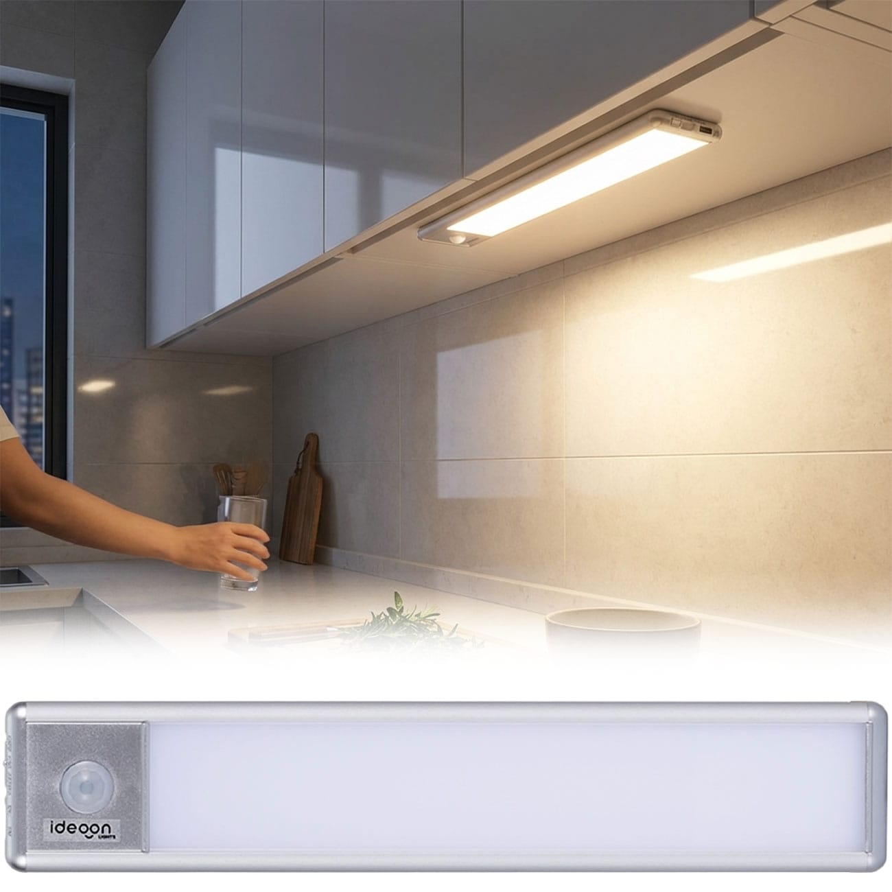 LED-Lichtleiste mit USB-C-Ladeanschluss und Bewegungssensor