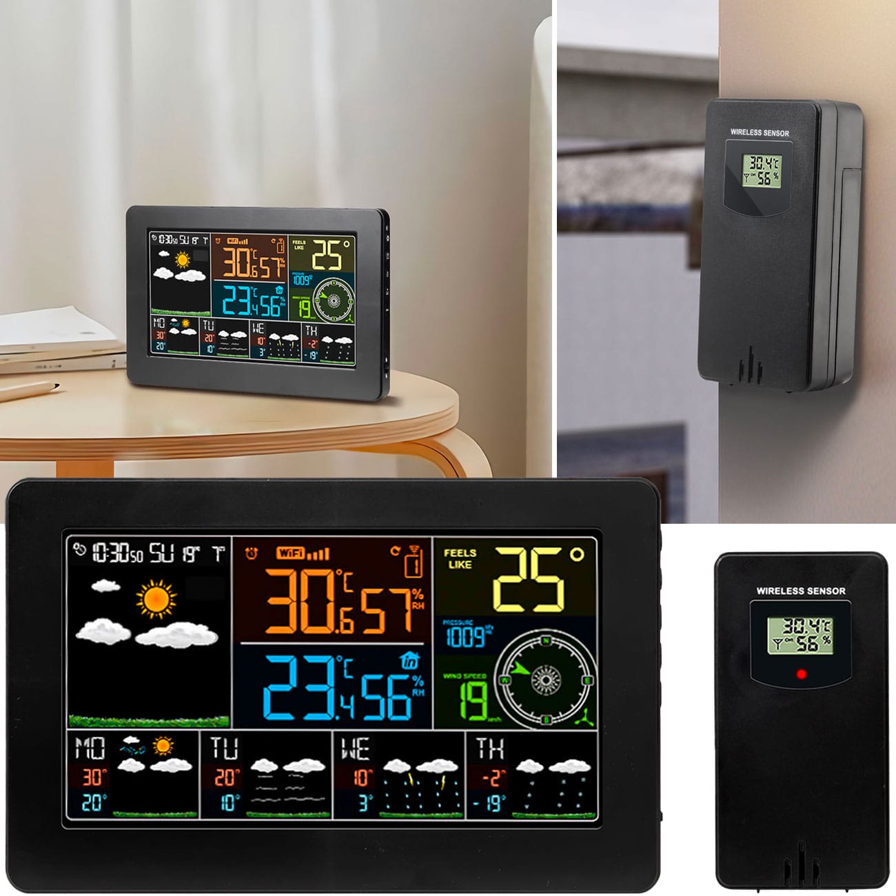WLAN-Wetterstation mit Farbdisplay und Aussensensor