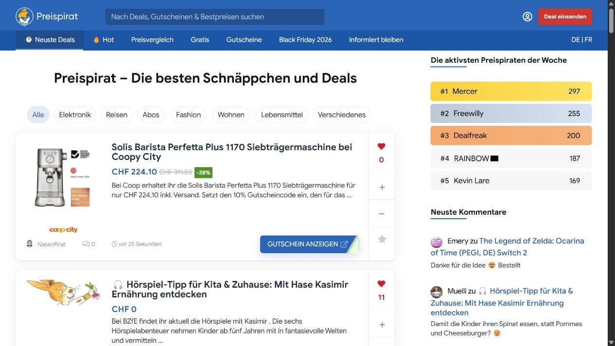 Preispirat mit aktuellen Deals, Bewertungen und Community-Kommentaren