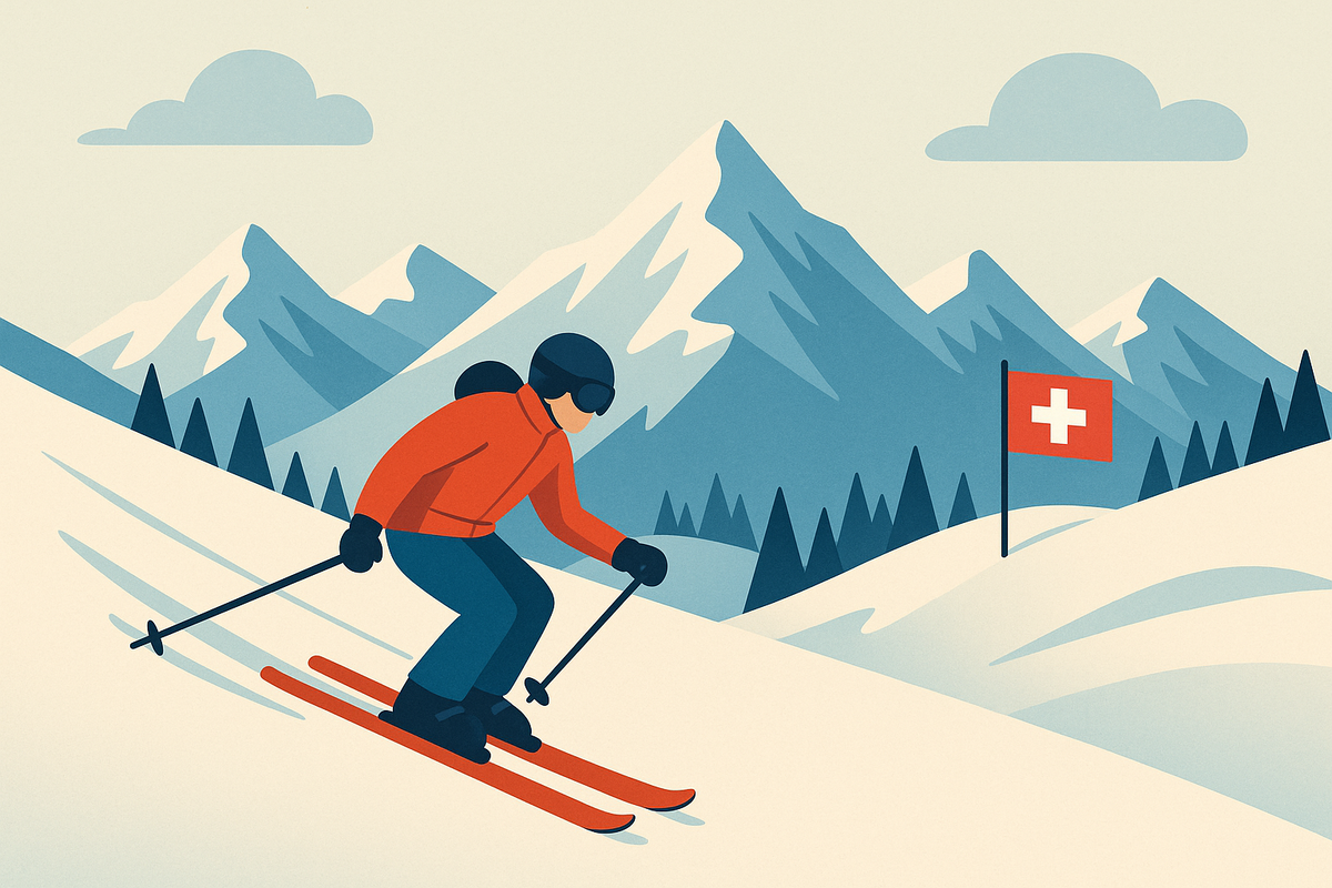 Skifahrer in den Schweizer Alpen