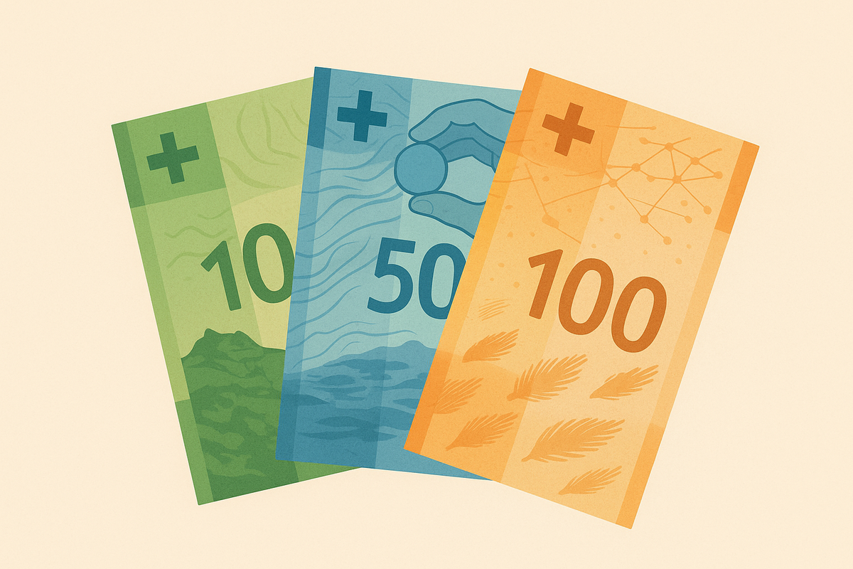 Schweizer Banknoten in minimalistischer Darstellung