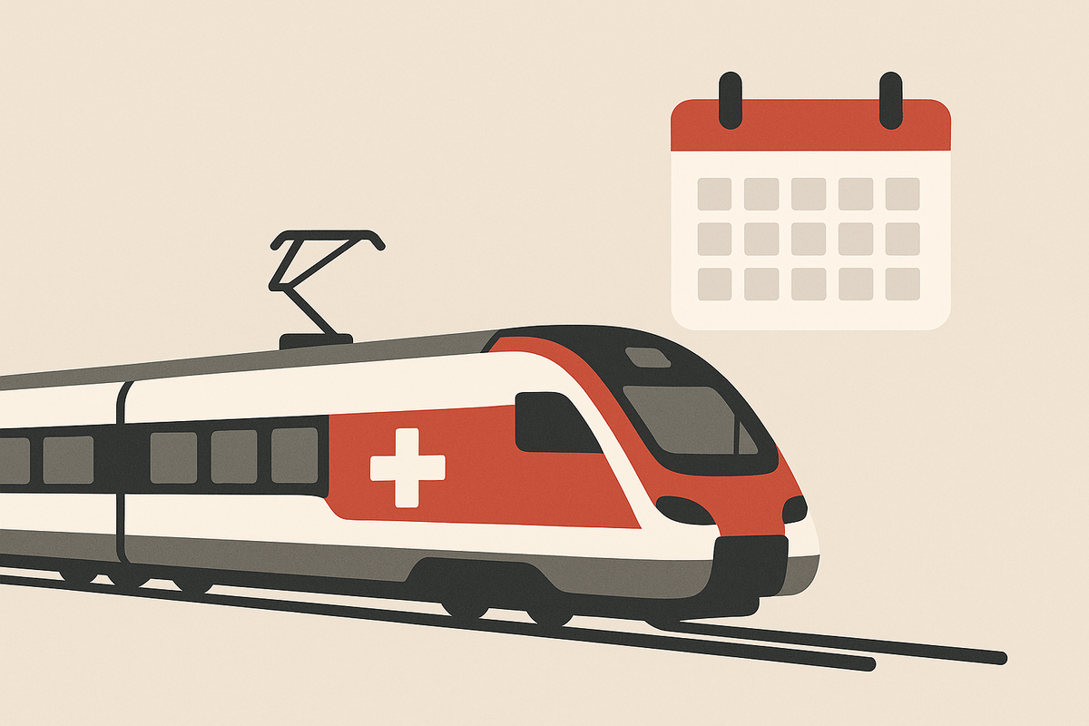 Zug mit Kalender und Fahrplanänderungen