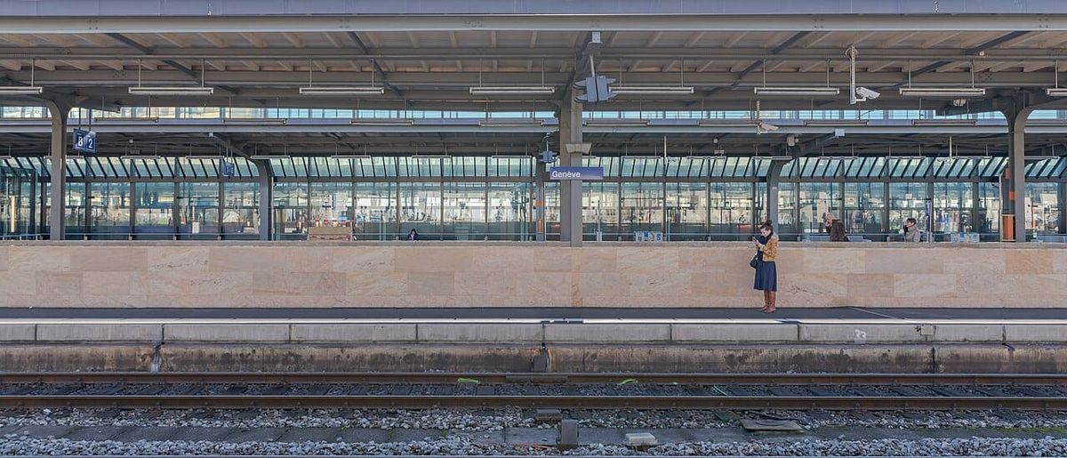 Bahnhof Genève-Cornavin. Archivaufnahme des bestehenden Bahnhofs.