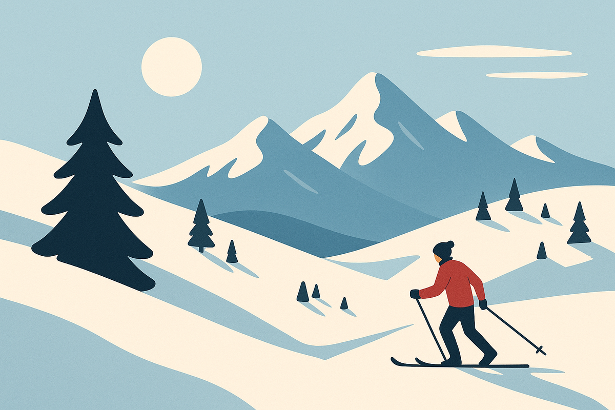 Skifahrer in verschneiter Berglandschaft