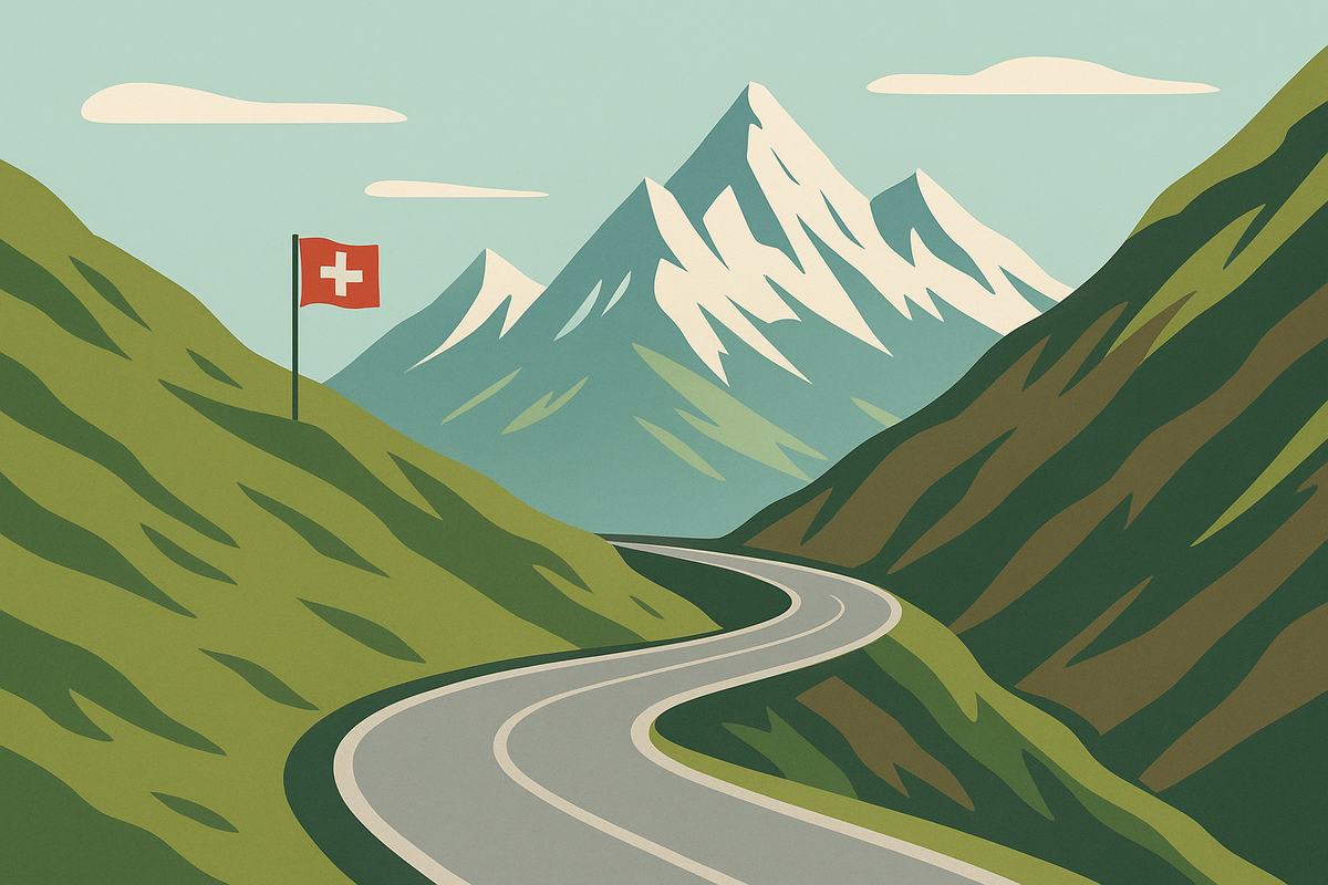 Kurvenreiche Straße in den Alpen
