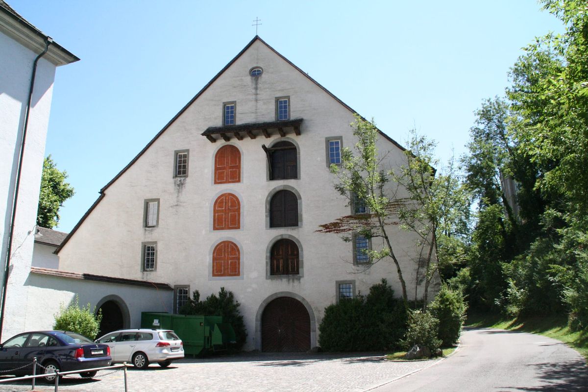 Historisches Kornhaus beim Kloster St. Katharinental in Diessenhofen, Standort des Schaudepots. Archivaufnahme.