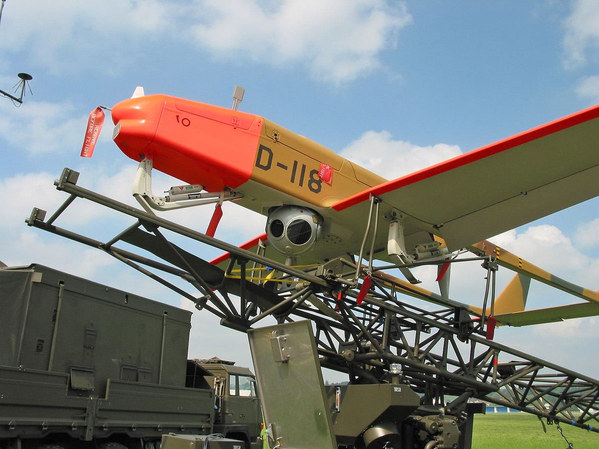 Archivaufnahme einer Aufklärungsdrohne ADS 95 der Schweizer Armee in Emmen