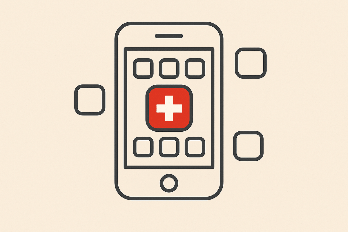 Smartphone mit Gesundheits-App-Symbol