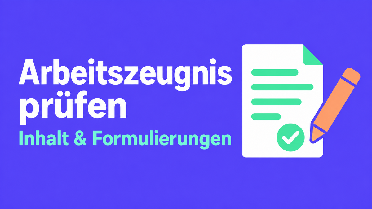 Flache 2D-Illustration mit Arbeitszeugnis, Stift und Prüfhaken.