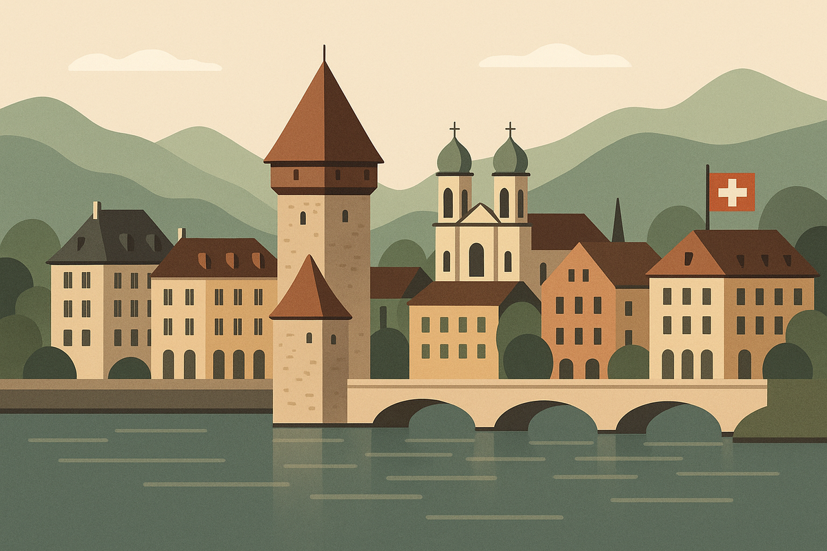Schweizer Stadt mit historischem Gebäude
