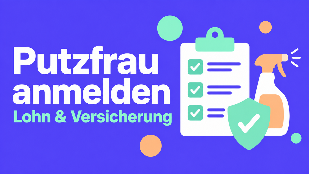 Flache 2D-Illustration mit Checkliste, Reinigungsmittel und Schutzschild zur Anstellung einer Putzfrau.