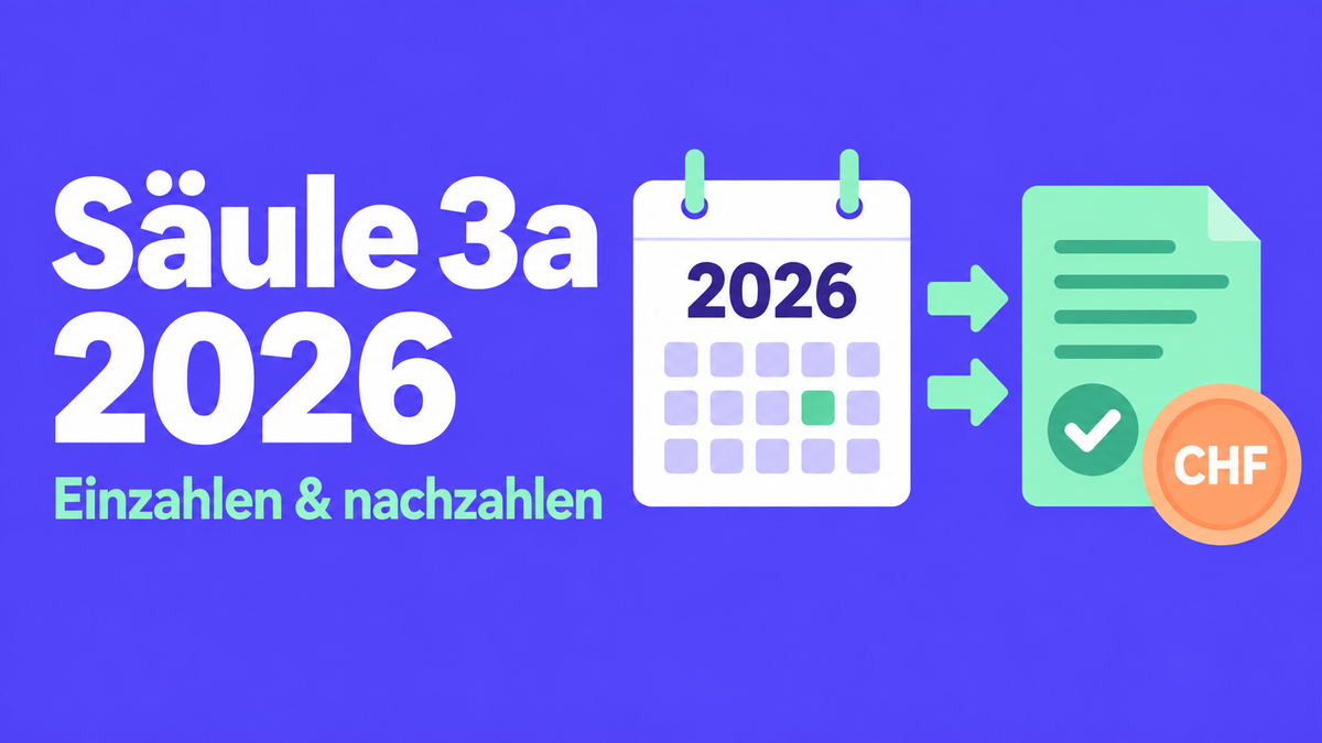 Flache 2D-Illustration mit Kalender und Zahlungsbeleg zur Einzahlung in die Säule 3a.