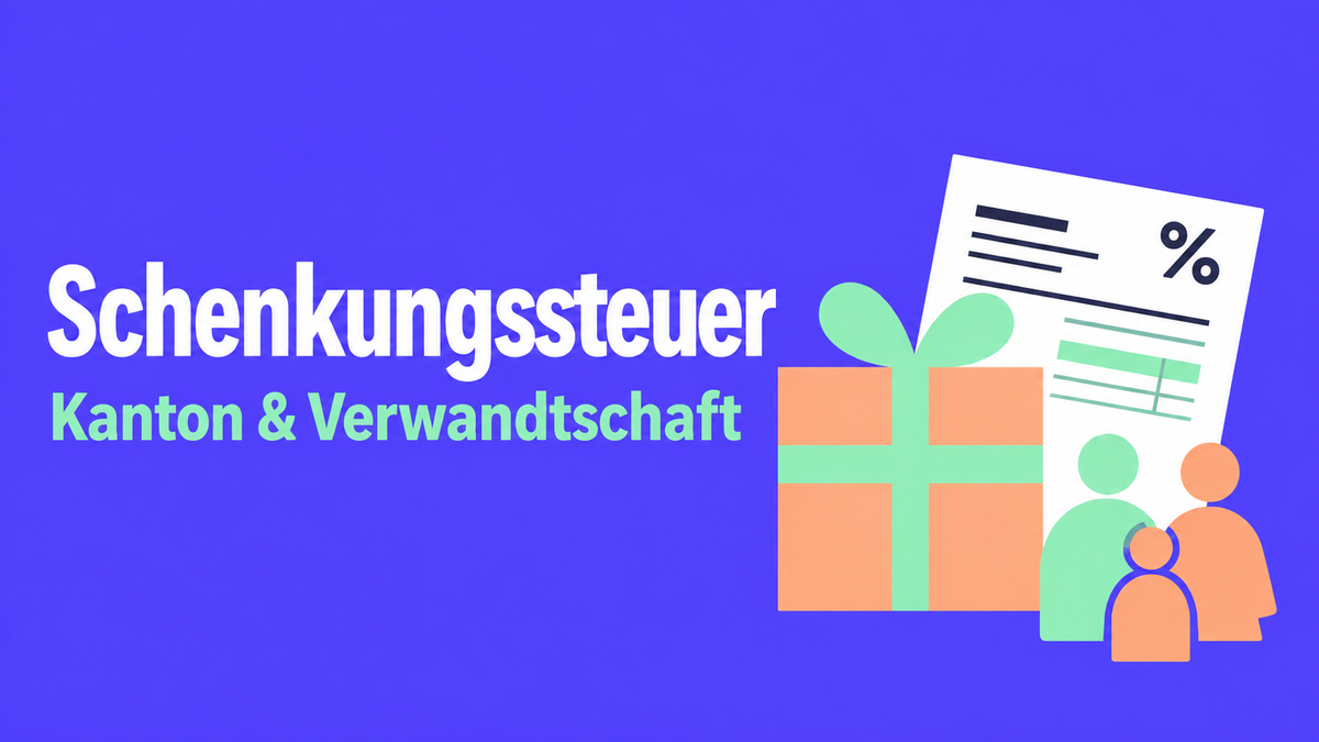 Flache Illustration eines Geschenks, eines Steuerdokuments und einer Familie zur Schenkungssteuer.