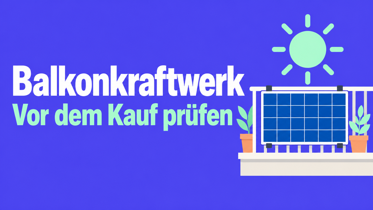 Flache 2D-Illustration eines Solarmoduls am Balkongeländer mit Sonne.