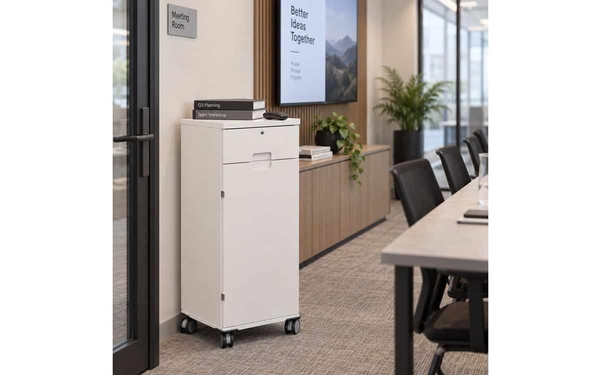 Weisser Haworth C3 Büro-Caddy in einer eingerichteten Büroumgebung