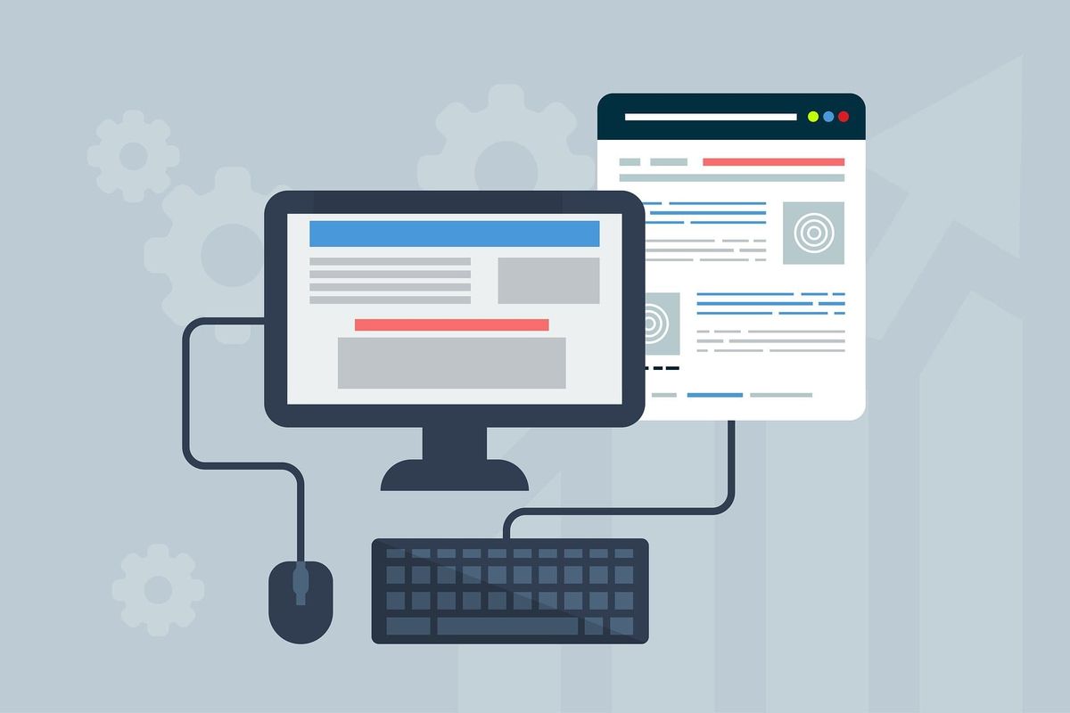 Illustration eines Computers und einer Webseite als Symbol für die Online-Gutscheinsuche
