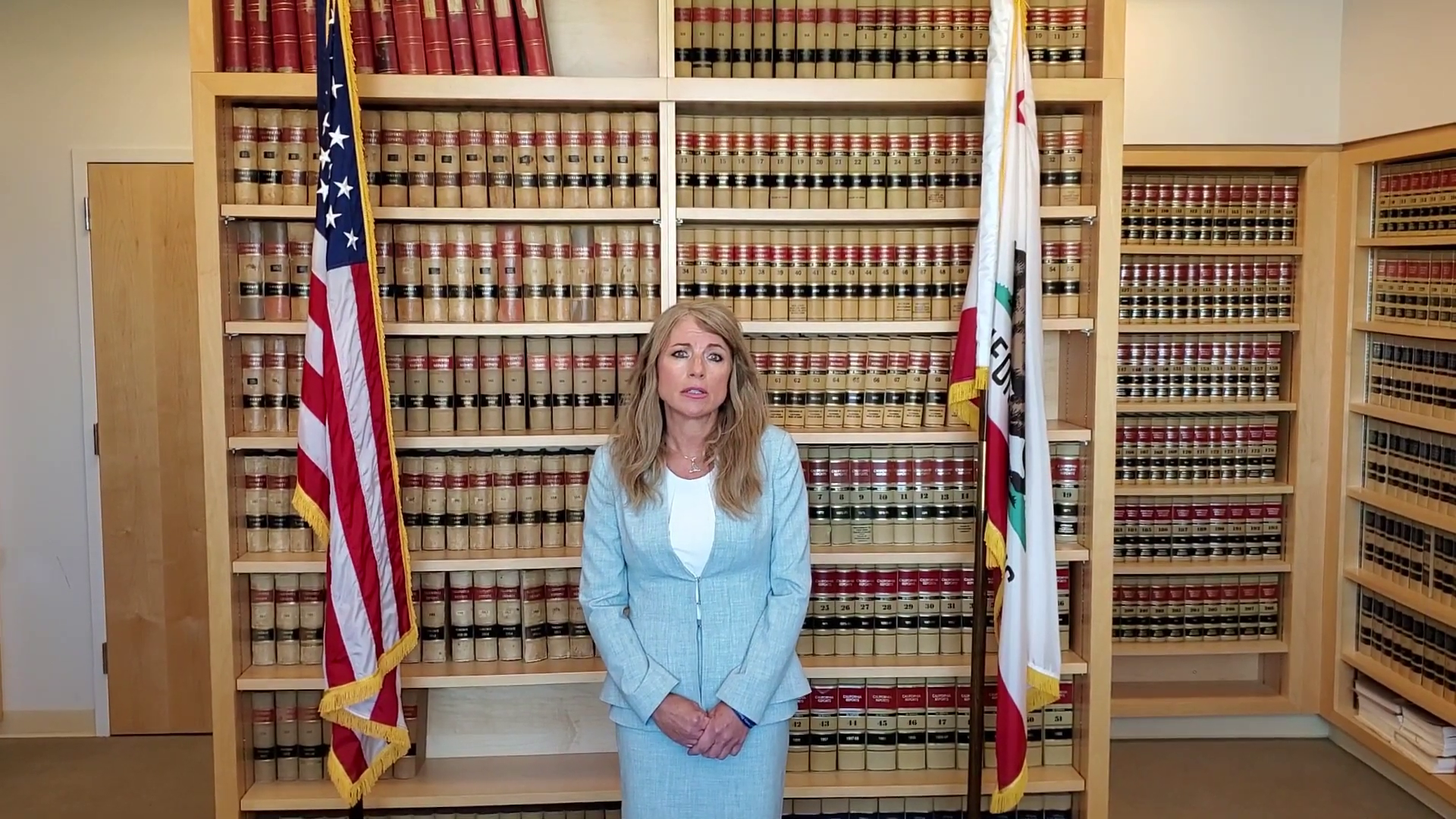 District Attorney Krishna Abrams in a video from last year.