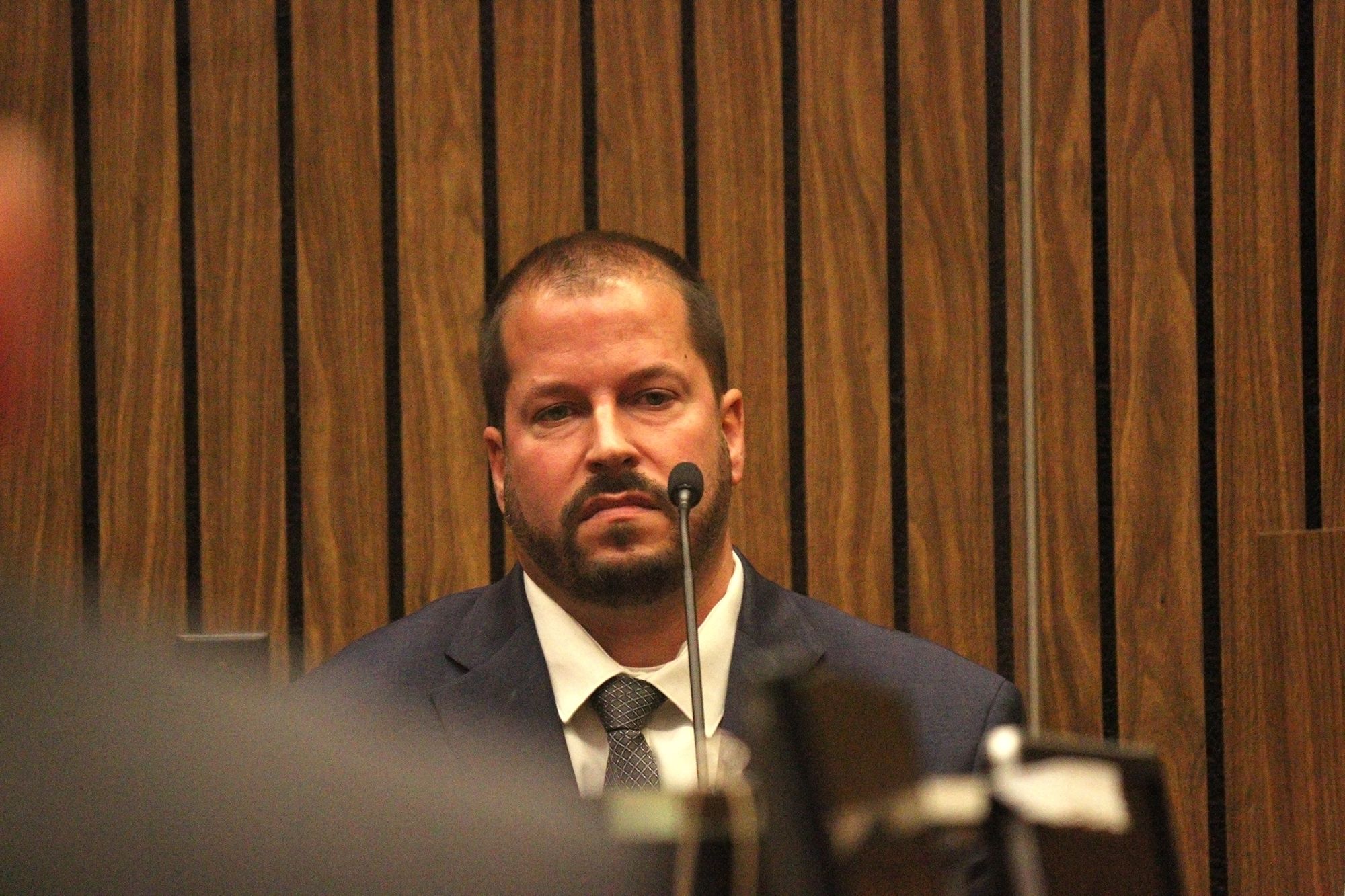 Vallejo police Officer David McLaughlin testifies in Solano County Superior Court in March.