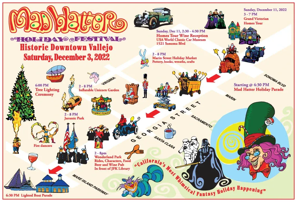 Vallejo Mad Hatter Holiday Festival map.