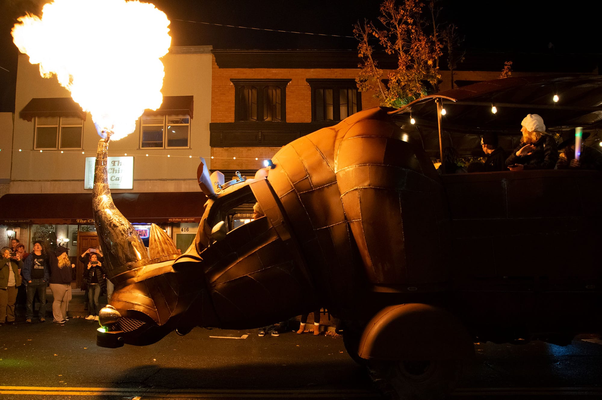 The 'Rhino Redemption' art car made from a 1974 Chevy pick-up truck by Petaluma artist Kevin Clark.