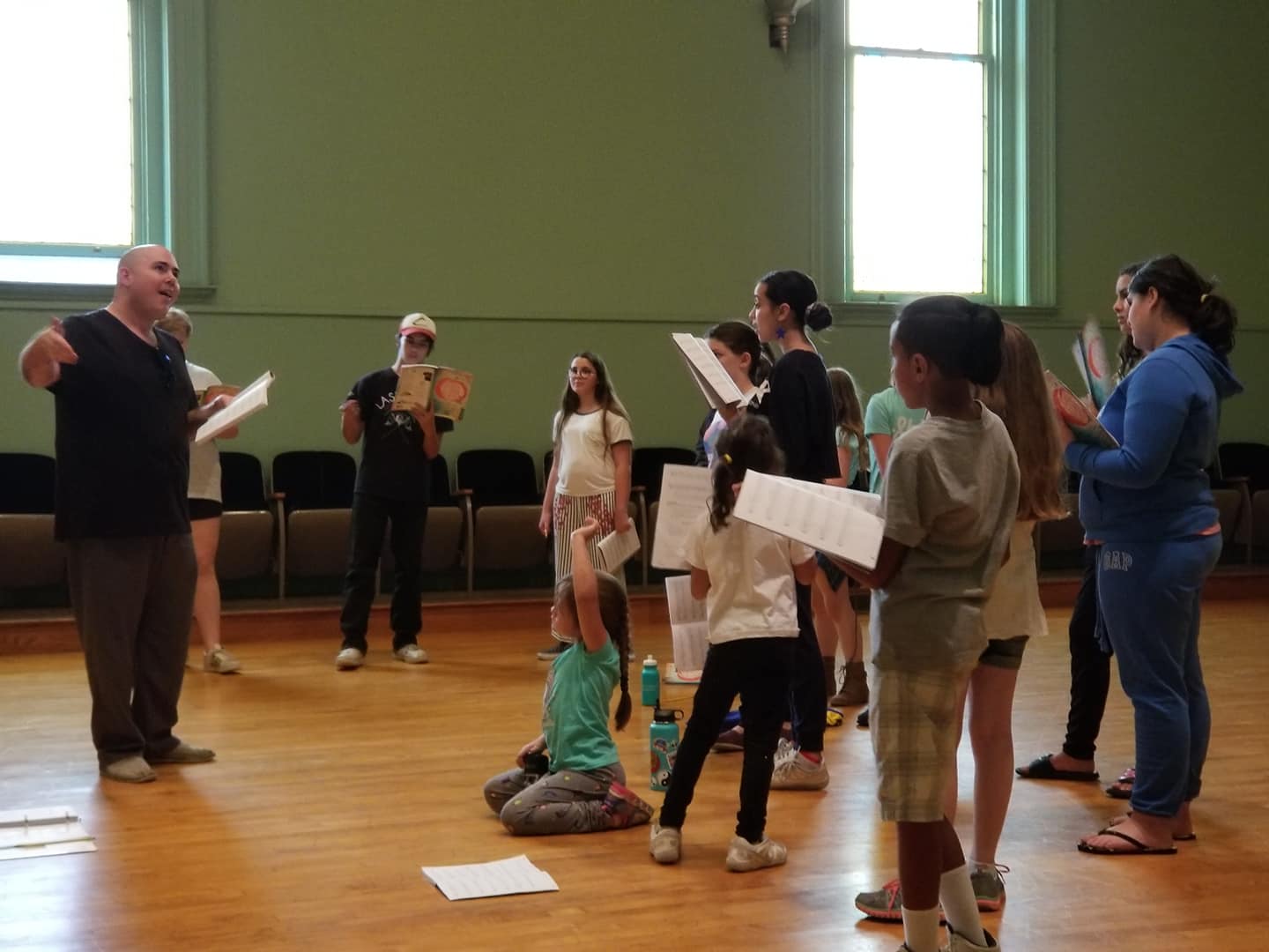 Students with On the Fringe youth theater rehearse in the Vallejo Odd Fellows lodge