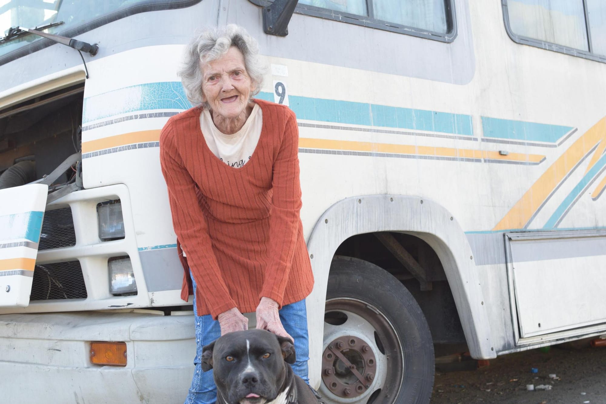 Betty Spain, 77, and her dog Tank have been living at a homeless encampment 