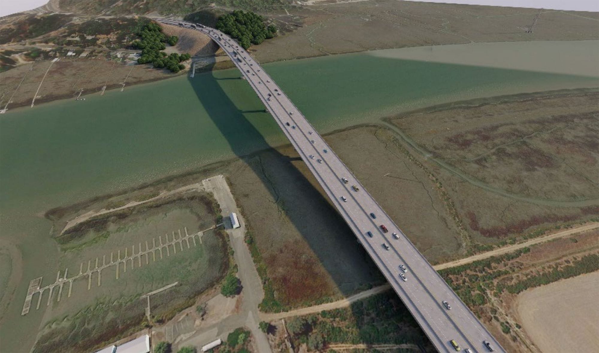 A rendering of a proposal to elevate and expand Highway 37