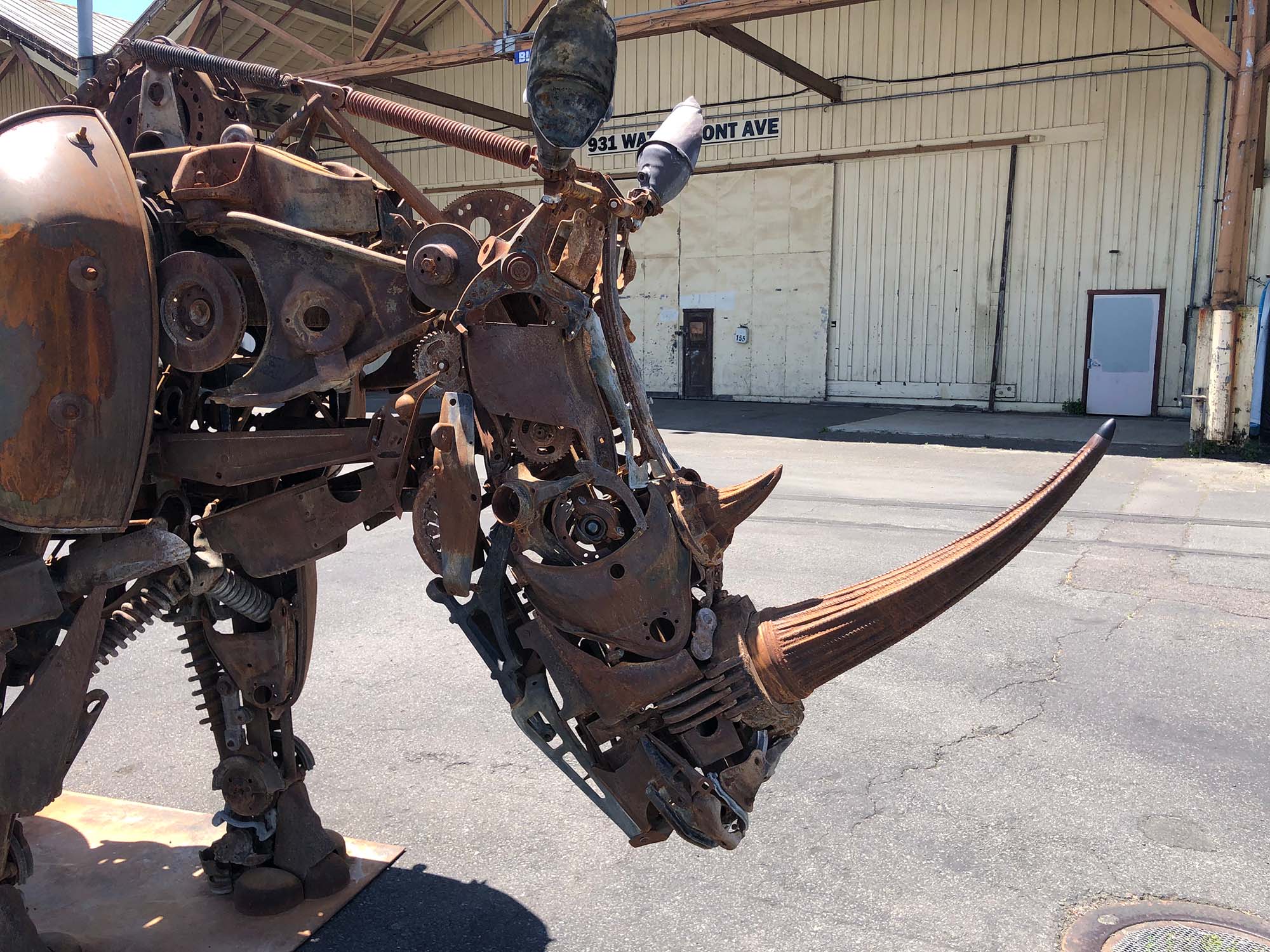Barry Crawford's "Rhino" sculpture. 