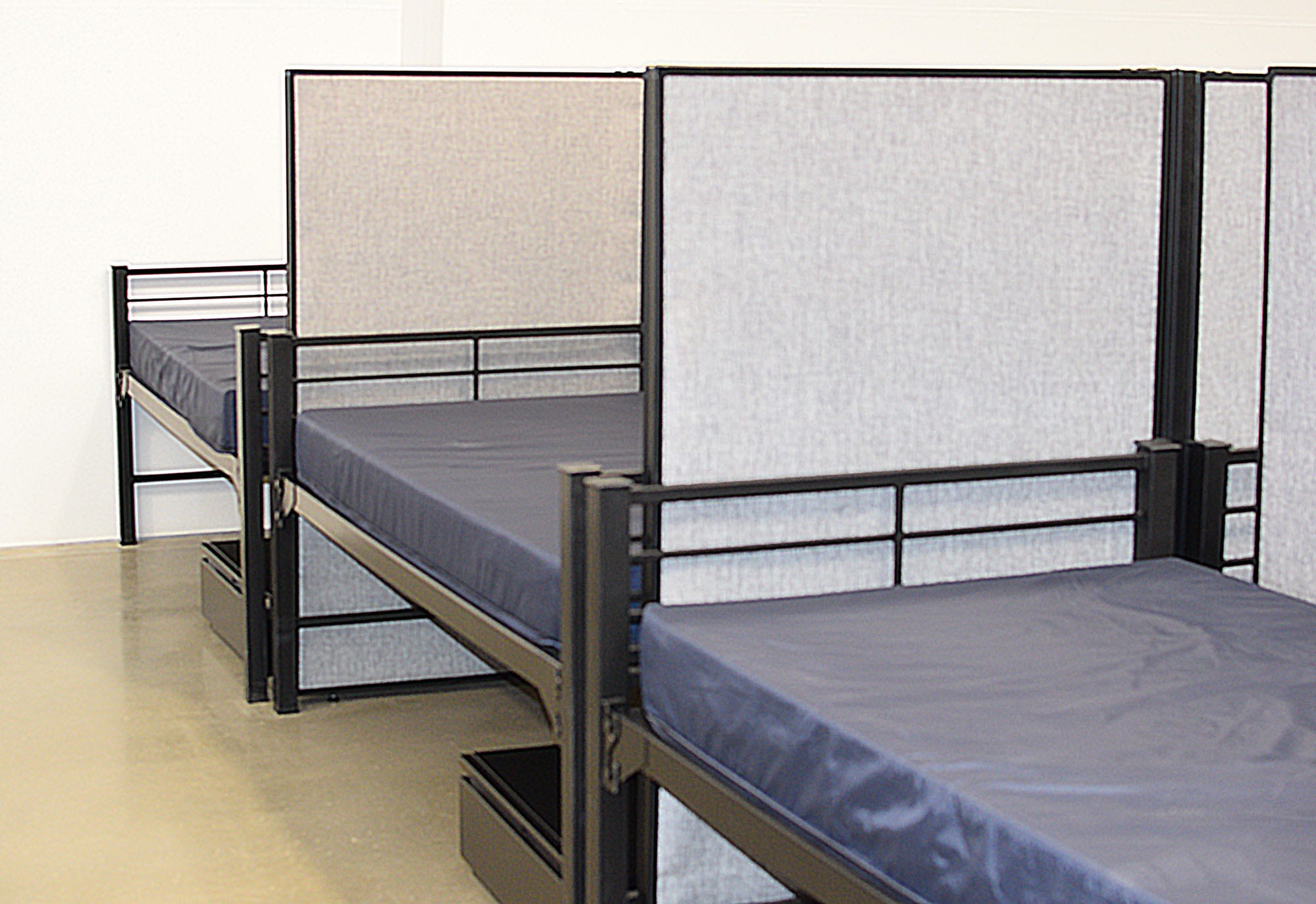 Beds at the new 125-bed homeless navigation center in Vallejo.