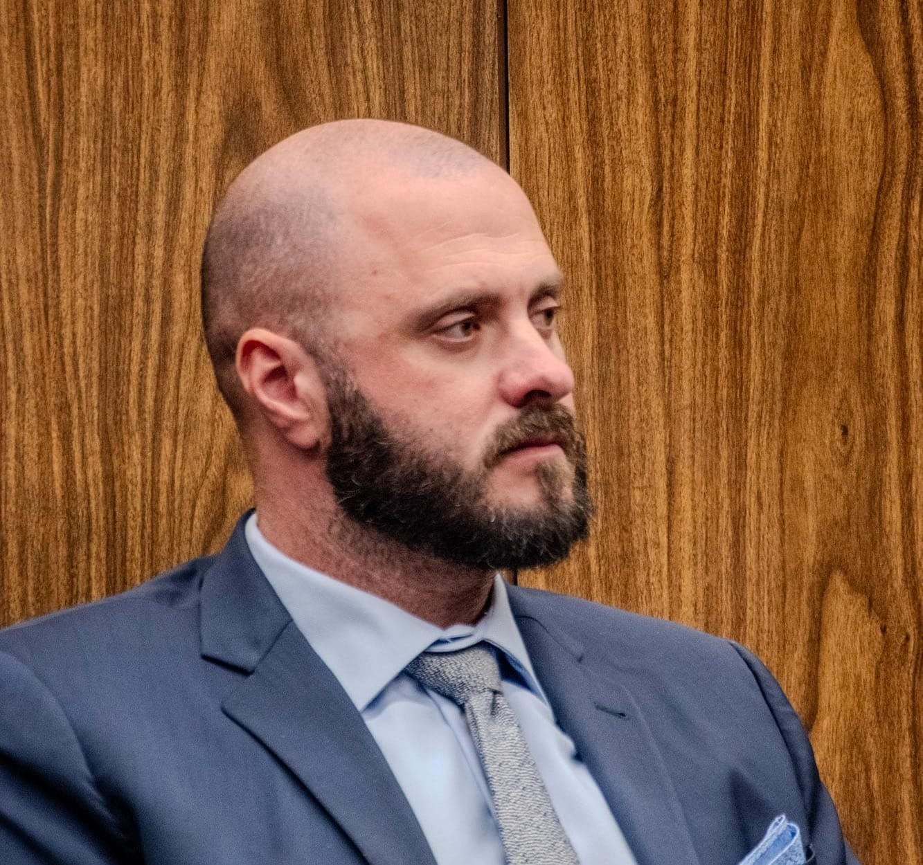 Vallejo police Corporal Colin Eaton appears in court last year.