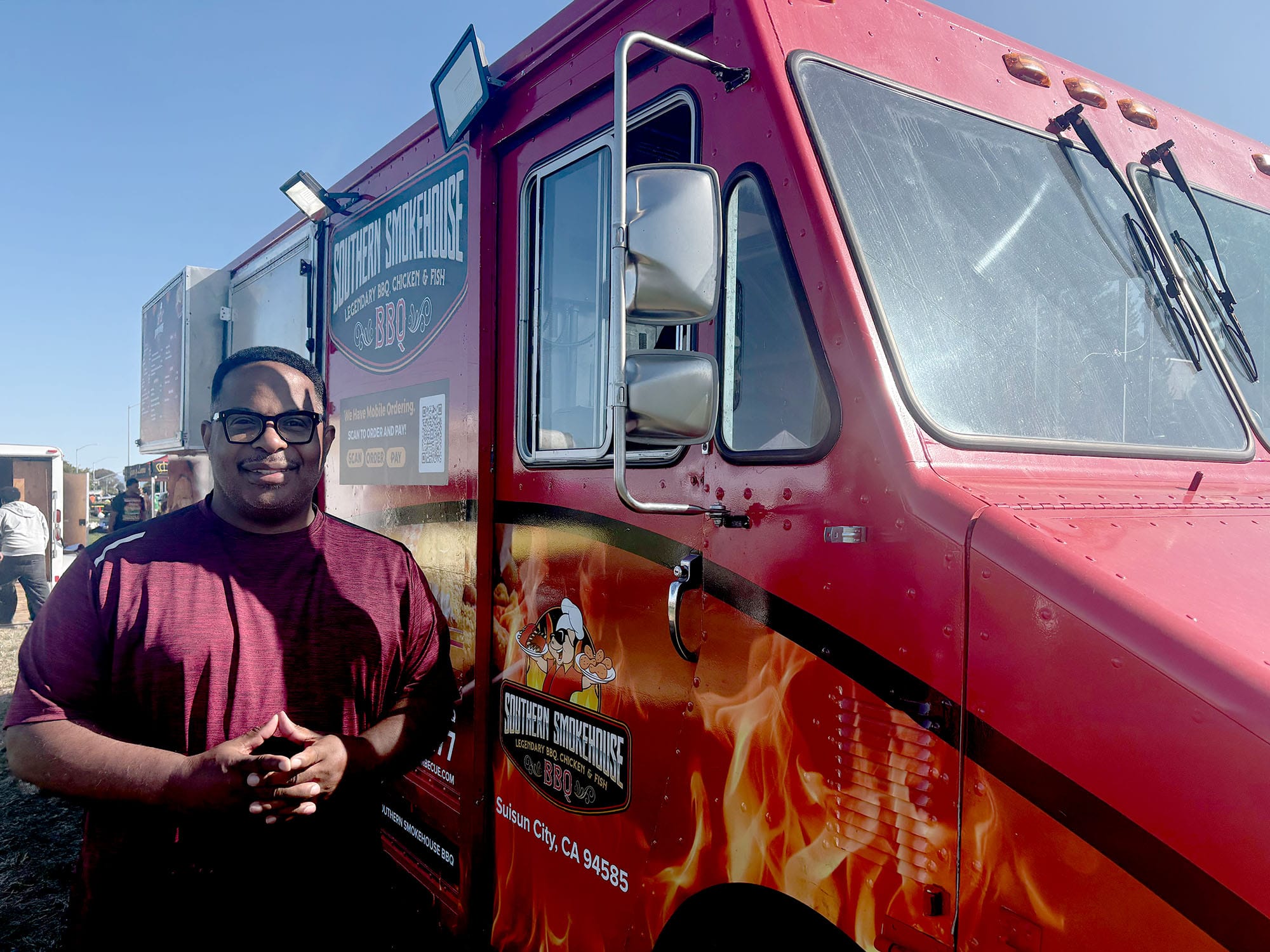 William Harris outside his Southern Smokehouse truck