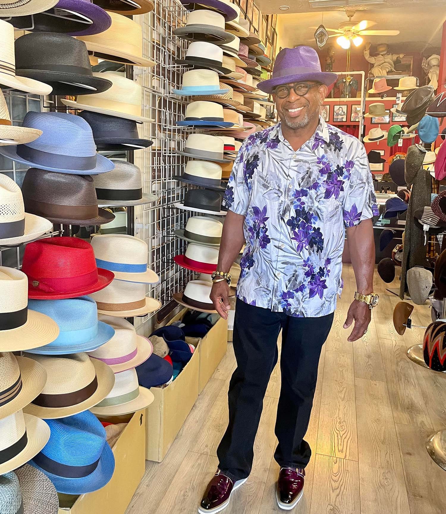 Clifford Dawson in his Vallejo store, A Man and His Hat. 