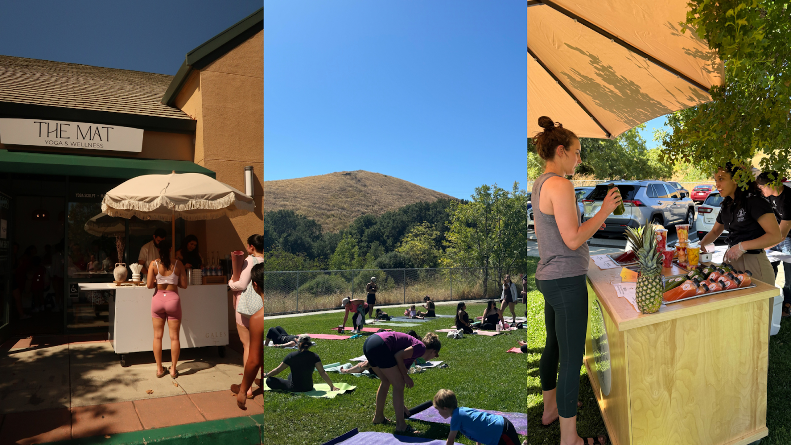 Eventos comunitarios organizados por The Mat en colaboración con empresas locales.