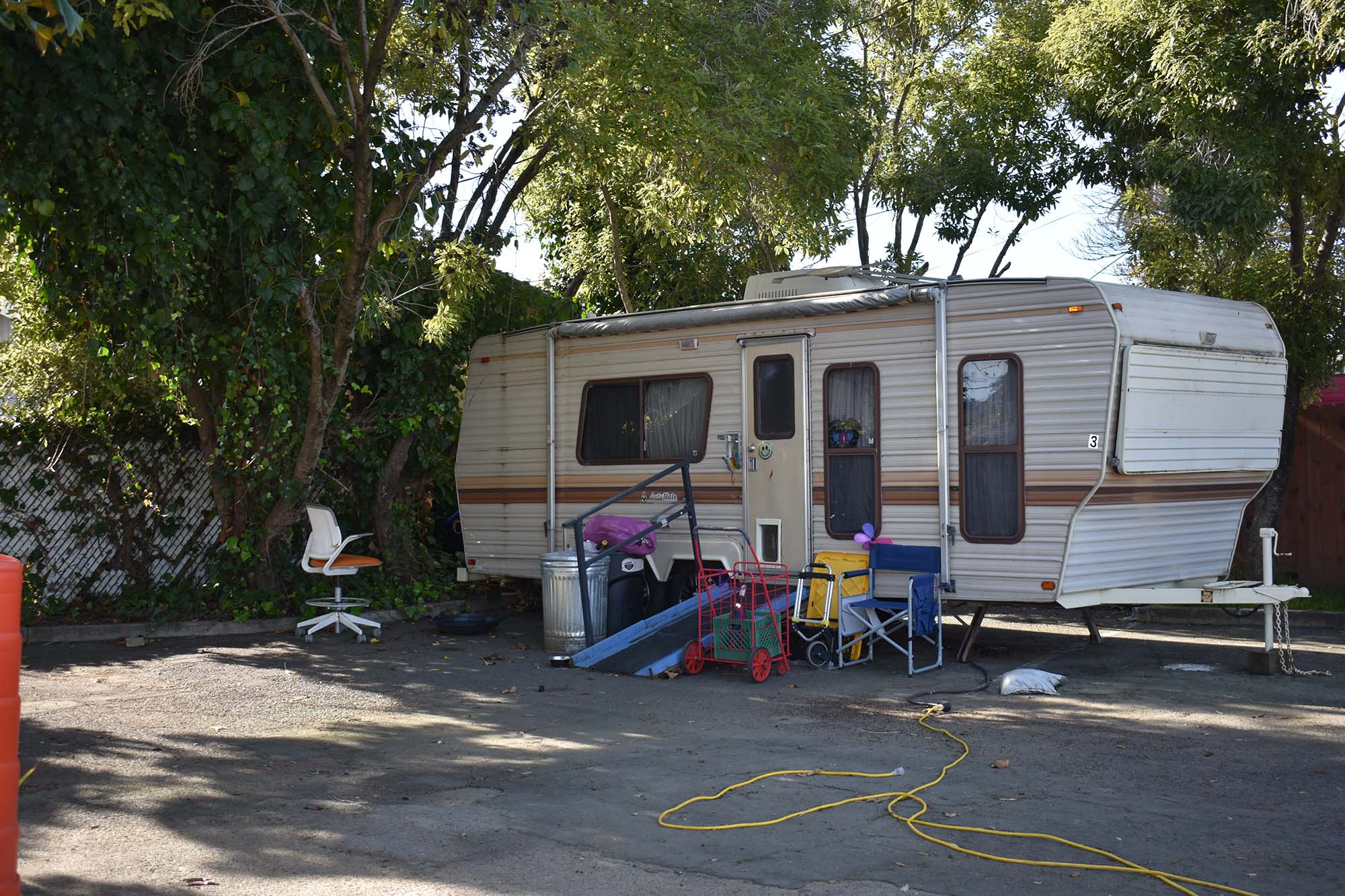 One of the trailer units at the Church of the Nazarene.