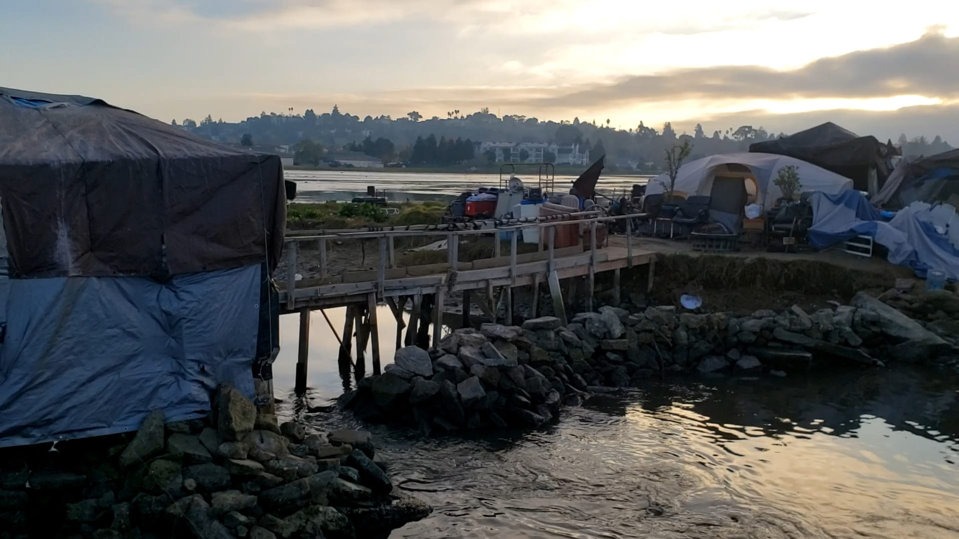 Carl Randolf Gernux constructed a bridge over a portion of White Slough to connect the Island with the other side of the basin. 