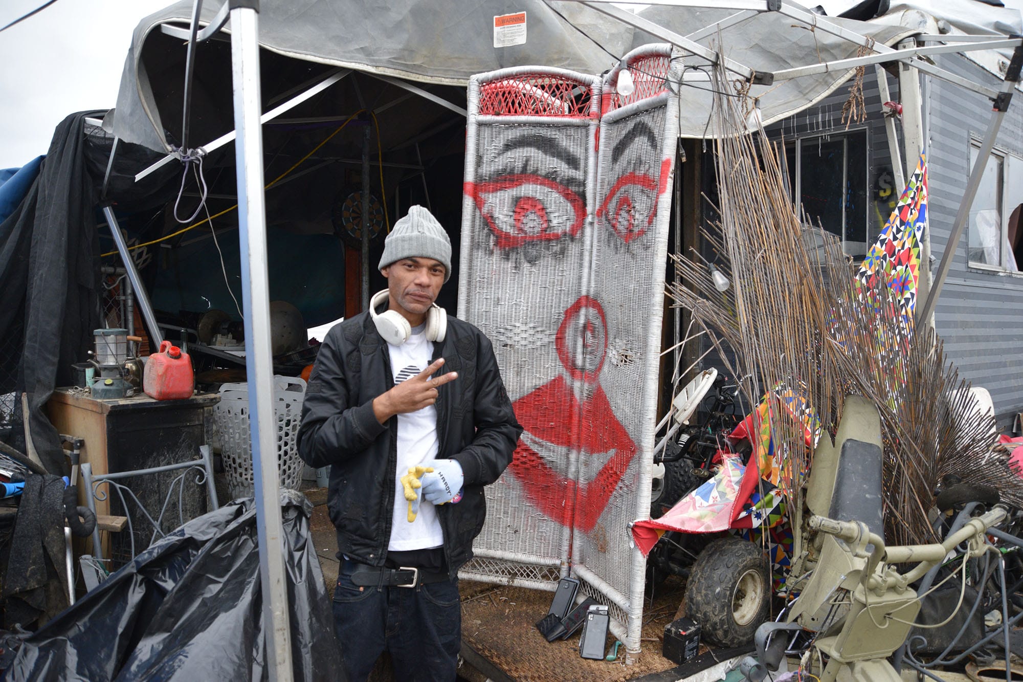 Michael Davis, 35, has been living on White Slough for 2 years. 