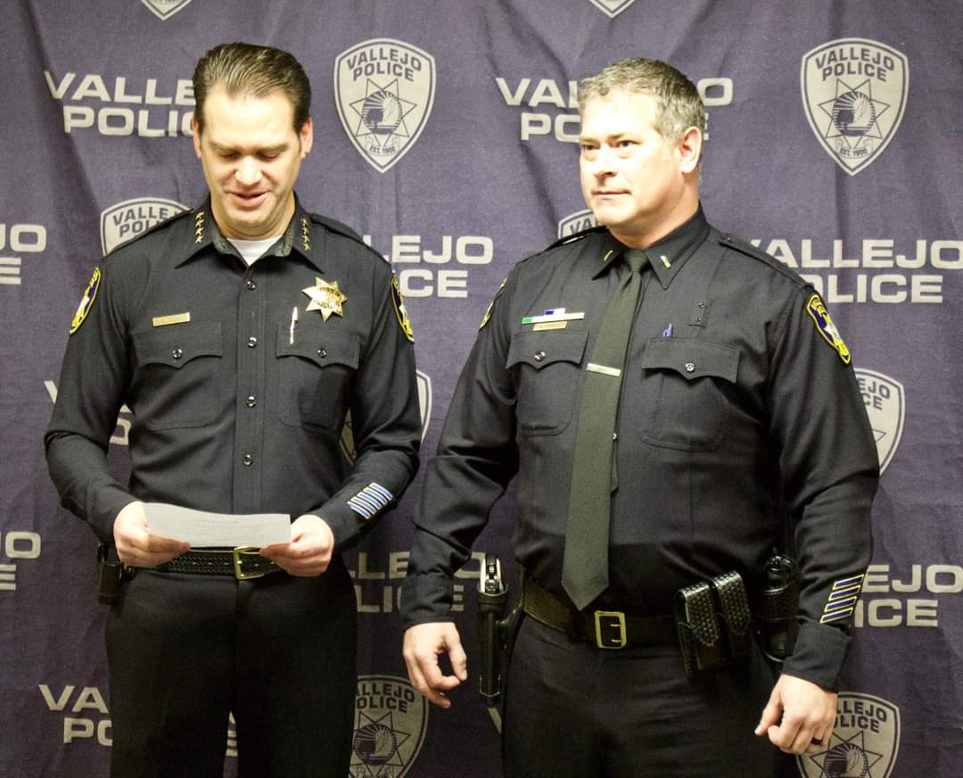 Former Vallejo police Chief Andrew Bidou and former Lt. Kent Tribble. 