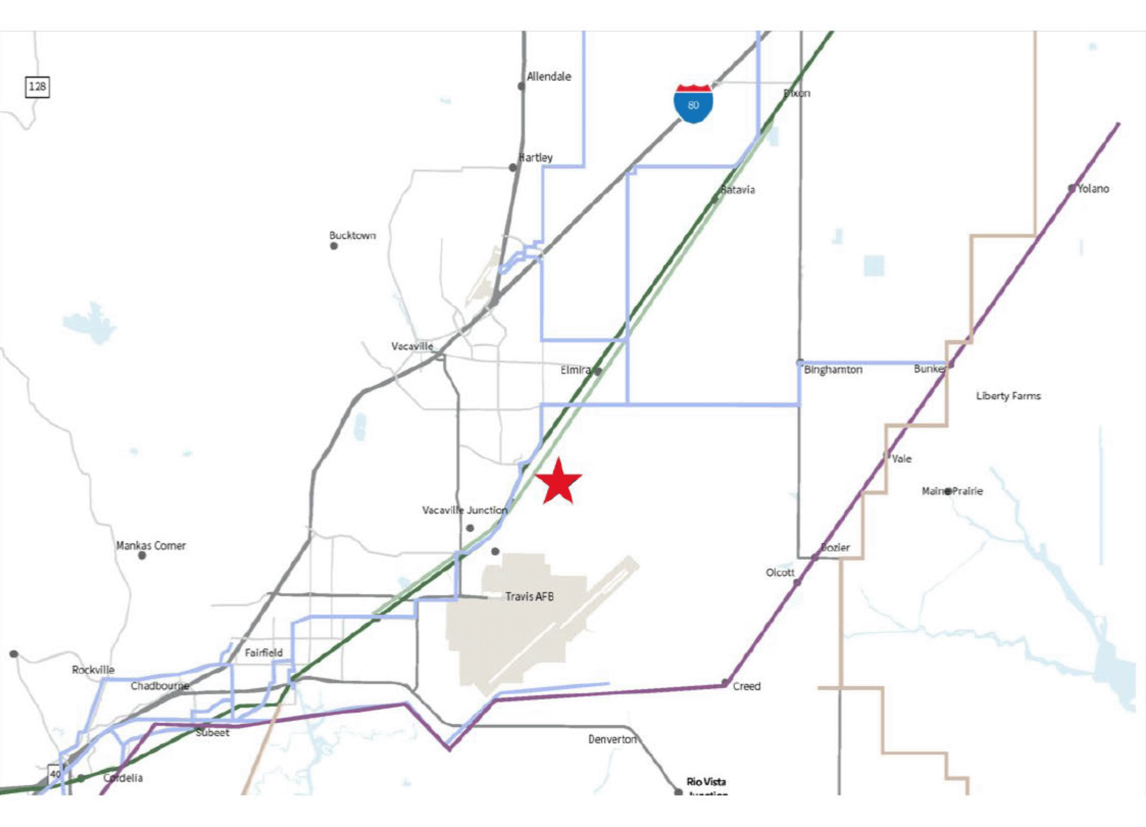 The location of a proposed data center in Fairfield