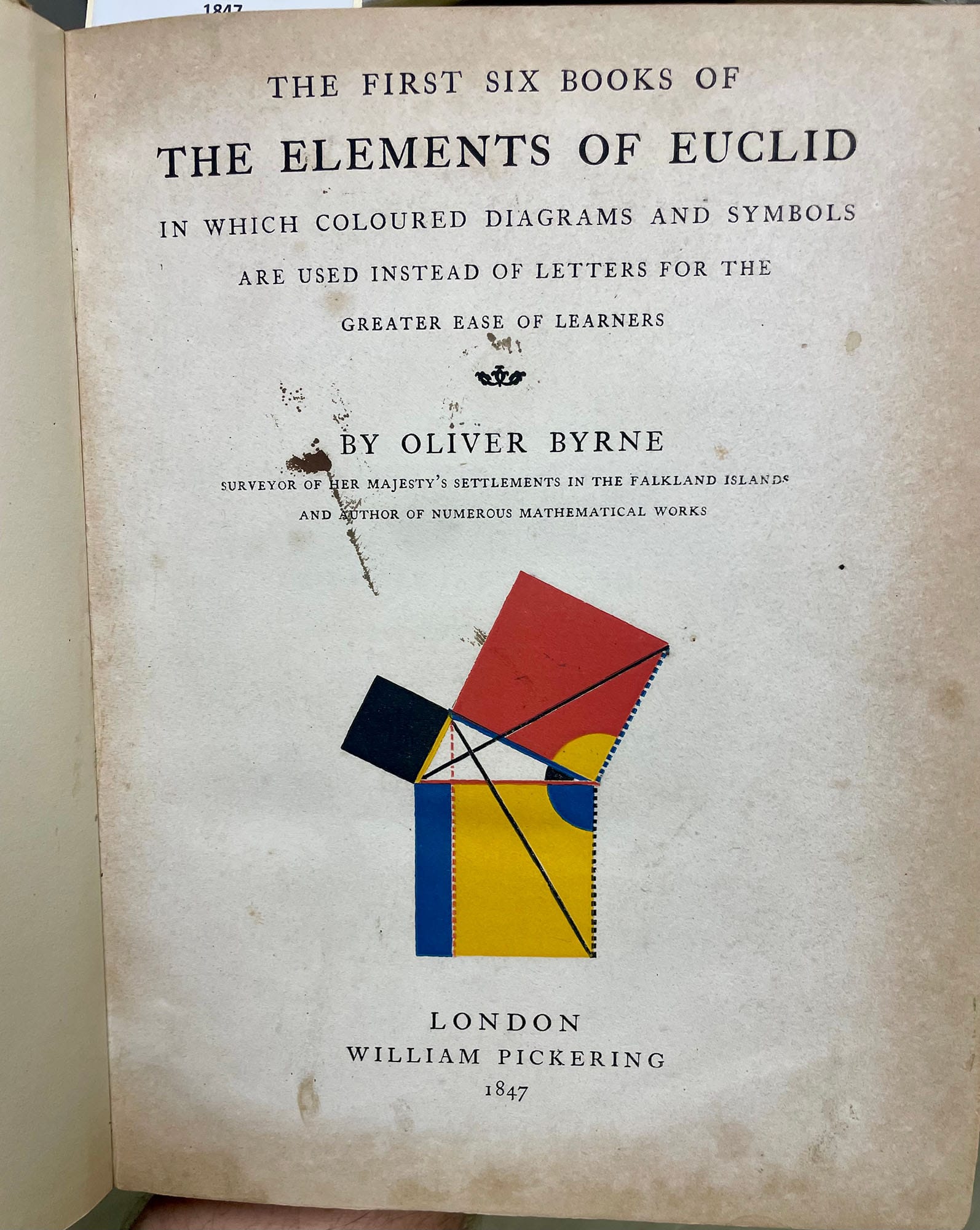 “The First Six Books of the Elements of Euclid,” an early example of multicolored printing. 