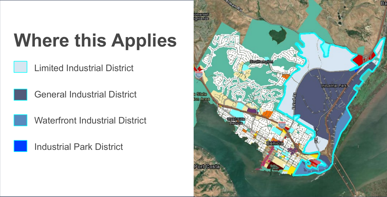Current zoning districts in the city of Benicia.