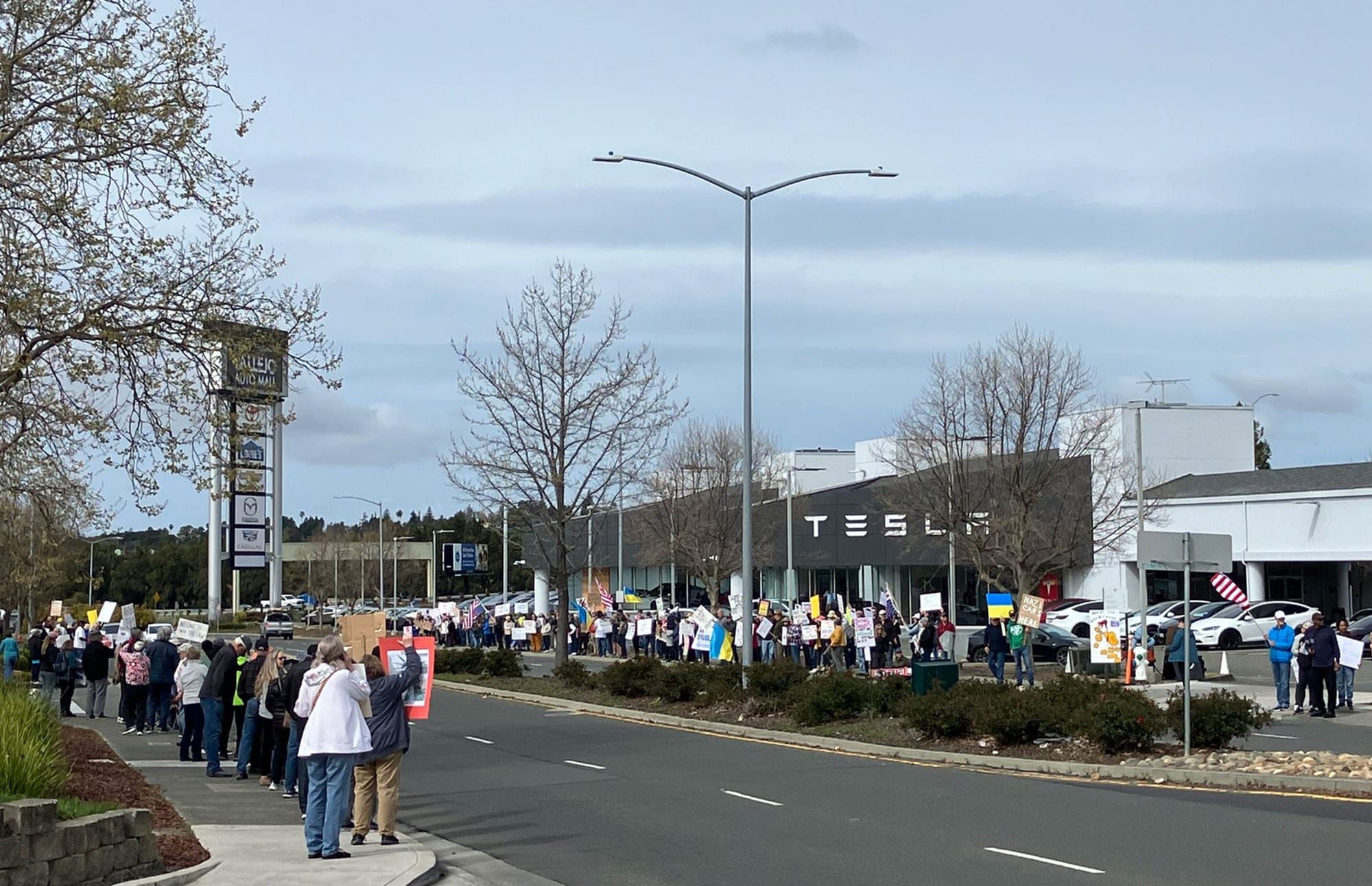 Protests at Vallejo Tesla dealership grow in second week