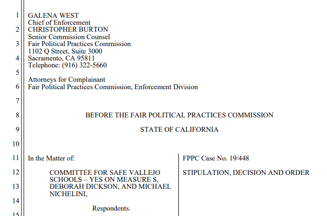 Vallejo committee fined for campaign disclosure violations