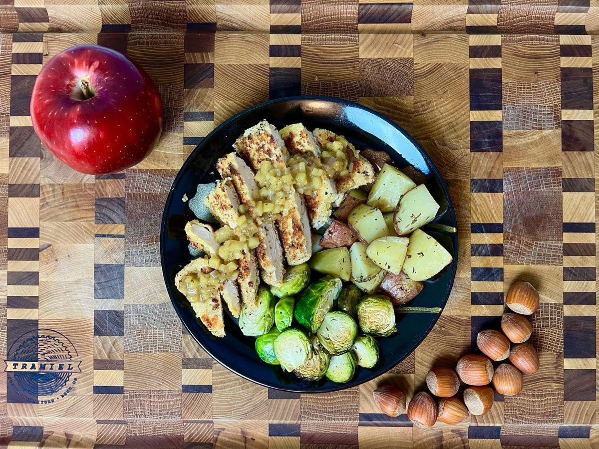 Oregon Autumn on a Plate: Hazelnut Crusted Chicken with Apple Pan Sauce