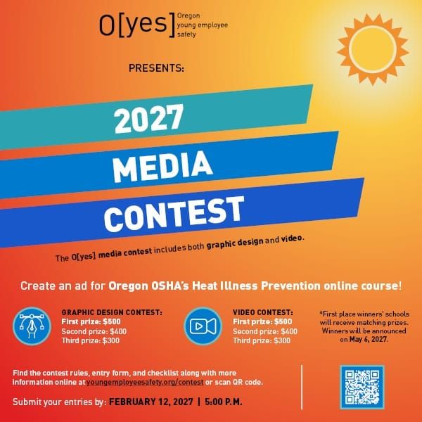 Media contest invites Oregon high school students to promote heat illness prevention for young workers; entries due Feb. 12, 2027