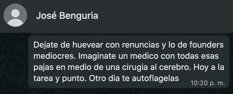 Mensaje de Whatsapp Jose Benguria